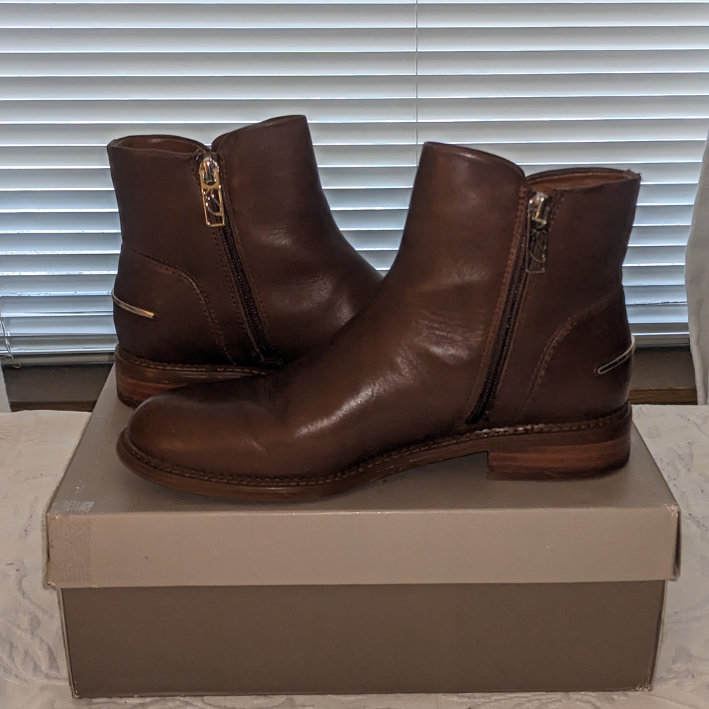 Franco Sarto Brown Leather Ankle Boots